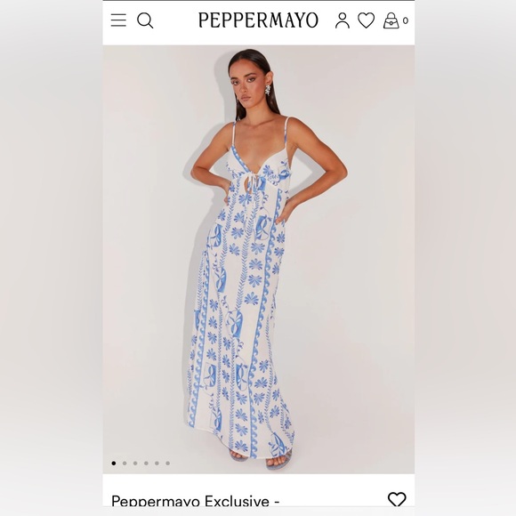 Peppermayo Dresses & Skirts - Peppermayo Blue and White Leaf Print Dress